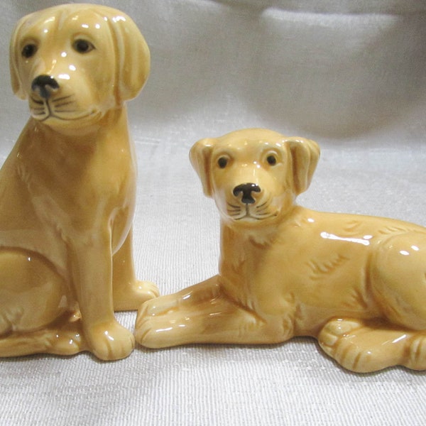 Vintage Labrador Golden Retriever dogs Salt and Pepper shakers - a pair -  Style #921 - Ceramic - NOS- New old stock