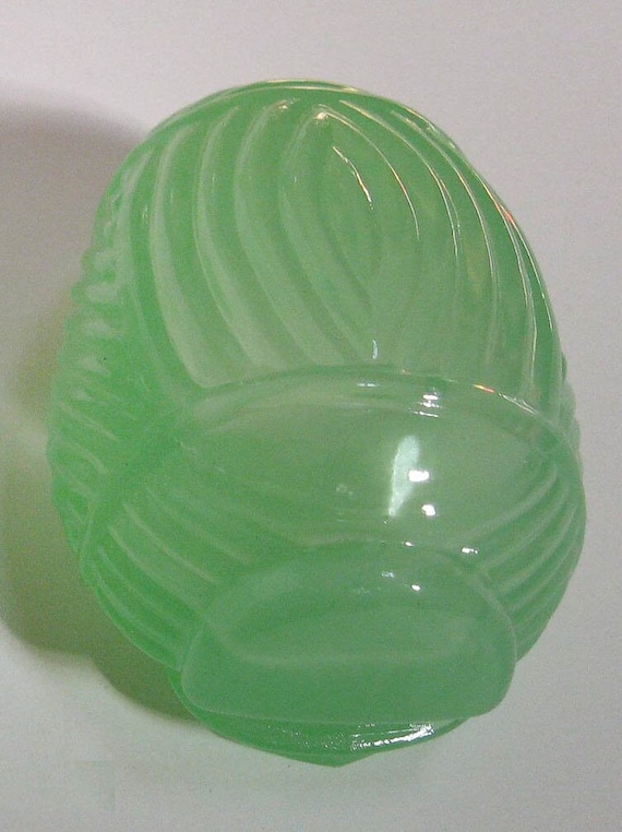 A Classic  Glass Bird Cage Feeders - in Fire King Green - Sold each - Style #A