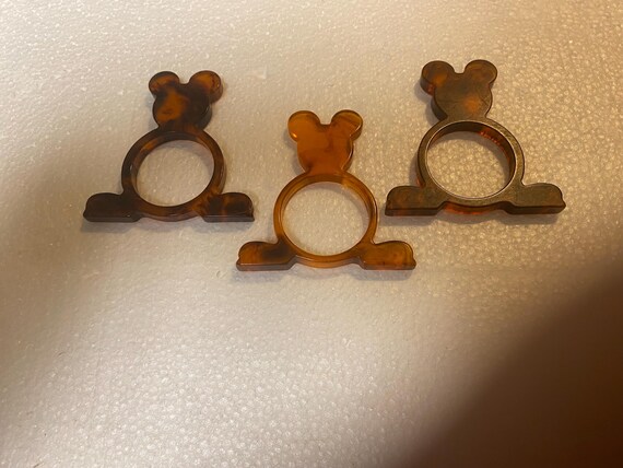 Vintage 3/16” Bakelite translucent Tortoise Shell Mickey Mouse Napkin Ring or Crib Toy - a thin 3/16 inch Thickness