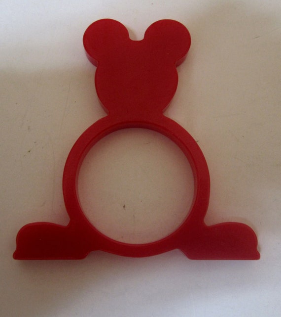 Vintage 1/2” Bakelite Catalin Cherry Red Flat Mickey Mouse