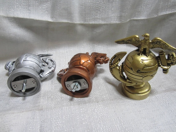 Topper USMC Marine Corps Insignia auto car hood ornament mascot in several different finishes Made in the USA