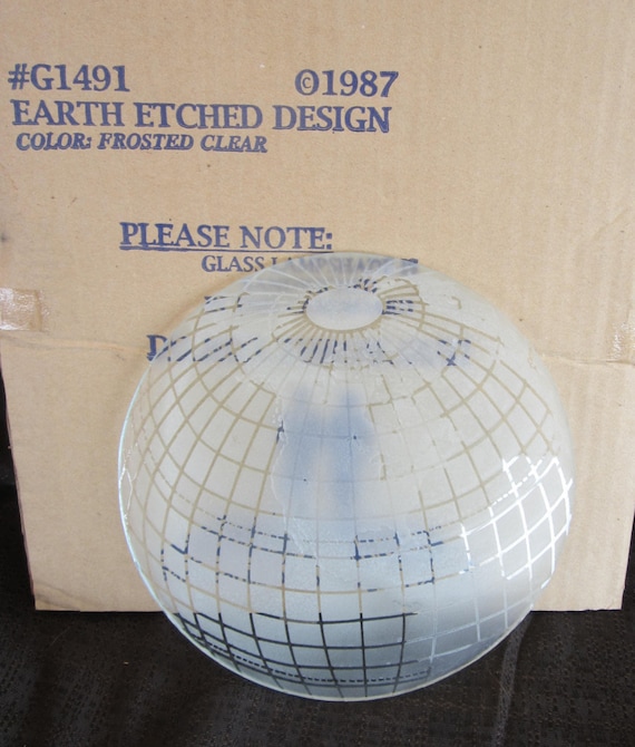 Earth Etched Design Replacement 8-1/8" glass shade for Frankart and other lamps~ Style G149