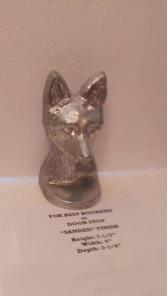 Vintage Fox Bust Bookend or Doorstop in Several finishes -7-1/2" Tall and heavy and made of metal - Sold as a single - Made in the USA