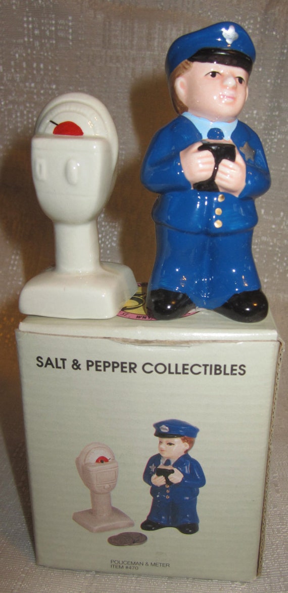 Policeman & Meter Salt and Pepper Collectibles ~  Item 470
