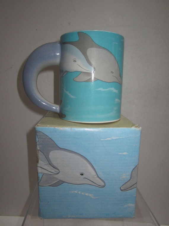 Our Vintage Ceramic Jumping Dolphin Fish Mammal Coffee Tea Mug 13 ounces Style #4076