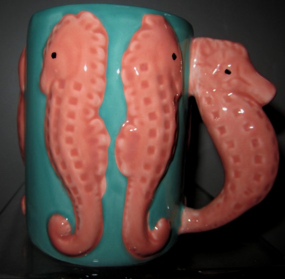 Our Vintage Sea Horse Ceramic 13 ounce Coffee or Tea Mug ~  Item #4037
