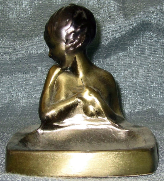 Frankart art deco nymph card desk tray ashtray in several different finishes 5-1/4" Tall - All metal - Made in the USA
