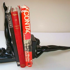 Frankart nimf boekensteunen – art-deco metalen figuratieve sculptuur (paar/enkel)