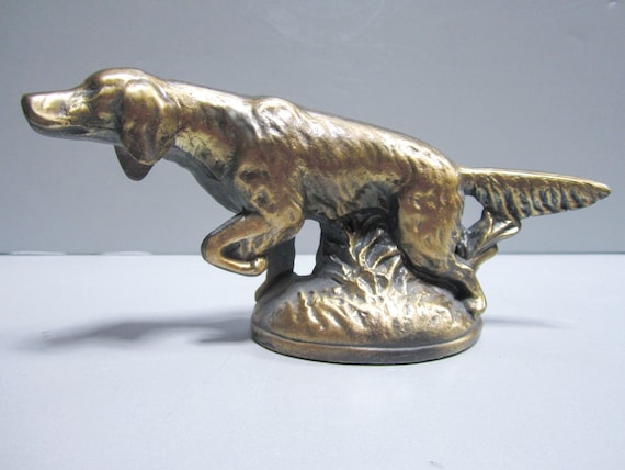 IRISH SETTER Dog  6.5" long, 4-3/4" tall satin brass paperweight, bottle opener, or topper