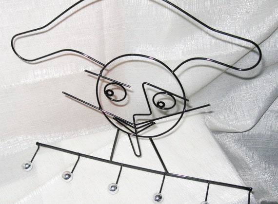 1970's Eames style Chef moderne spoon wall coat mug or key rack steel wire