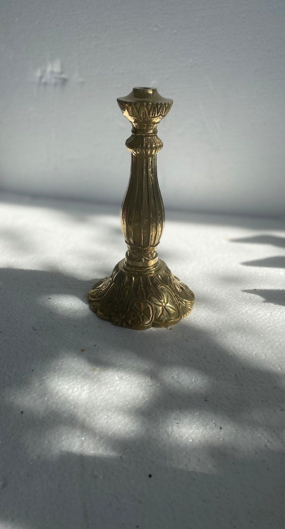Vintage Art Nouveau solid brass standing table lamp base - 8" tall