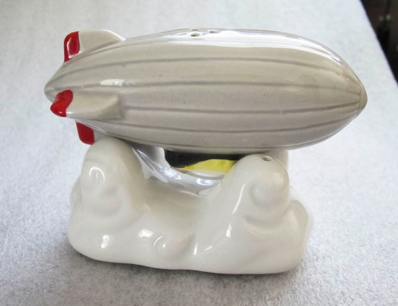 A Vintage set of Zeppelin on the Clouds Salt and Pepper Shakers 1980's Collectibles Style 479