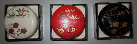 Vintage Pill Box in Red with Wild Flowers by Sarsaparilla ~ Style # 7 Red