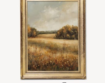 Vintage Autumn Landscape Painting | Rustic Farmhouse Decor (Digital Download)