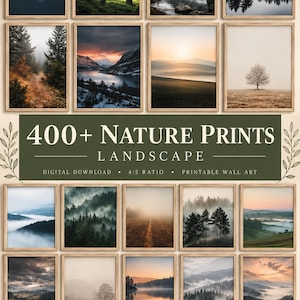 Pacchetto di 400 stampe naturalistiche, fotografia di paesaggi, quadri da parete con immagini di foreste (download digitale)