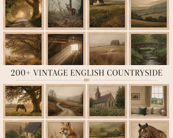Muurdecoratie met Engelse plattelandsthema | Vintage boerderijprints (digitale download)