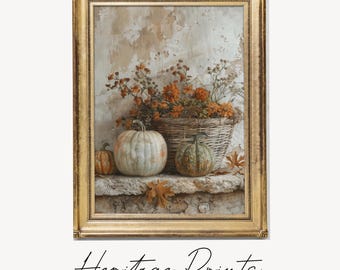 Vintage Pumpkin Painting | Rustic Fall Wall Art (Digital Download)