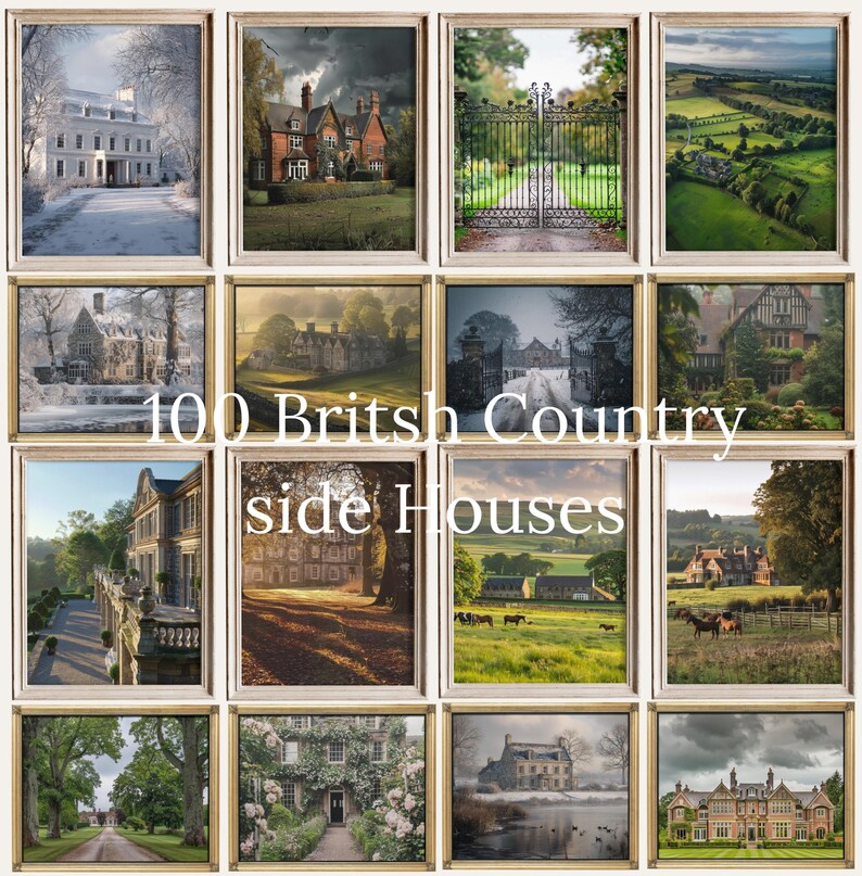 Vintage English Manor House Prints | Countryside Wall Art (digital ...