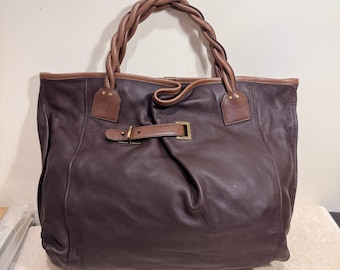 Borsa tote grande da donna Chloé in pelle marrone con manici intrecciati