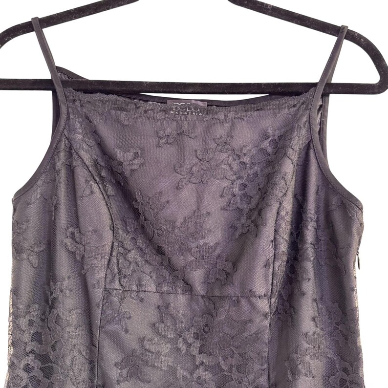 Vintage BCBG Max Azria Black Lace Slip Dress Mini Spaghetti Strap USA M image 3