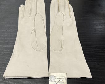 Vintage Elfenbein Leder Handschuhe Damen Lange Handgelenk Länge weiches feines Leder Größe 7