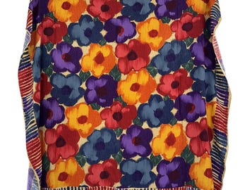 Vintage Gideon Oberson Damen Schal Blumen Schal 80s Israel Bunt Viskose 45 "x 48"