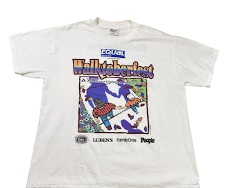 Vintage 1995 Walktoberfest American Diabetes Association T Shirt Men L White