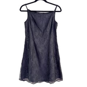 Vintage BCBG Max Azria Black Lace Slip Dress Mini Spaghetti Strap USA M image 1