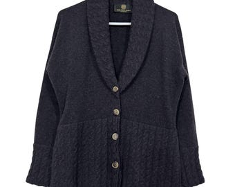 Vintage Maria Teresa Gilberti Italienische Kaschmir Schwarz Schalkragen Strickjacke M