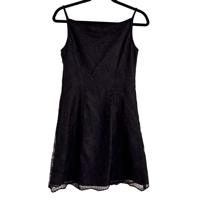 Vintage BCBG Max Azria Black Lace Slip Dress Mini Spaghetti Strap USA M image 2