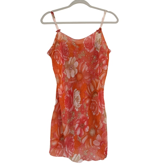 Josie by Natori Y2K Floral Chiffon Slip Dress Sheer Pink Orange Romantic  Size S - Etsy
