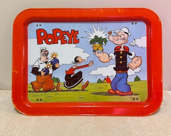 Vassoio TV pieghevole Popeye vintage del 1979, modello King Features Syndicate, in metallo, da tenere in grembo.