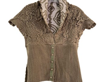 Paola Raggi Italy Strukturelle Strukturstrick Damen Strickjacke Tie Back Größe 38 S