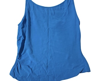 Vintage Diane von Furstenberg Women's Blue Ruched Sleeveless Tank Top Size 2