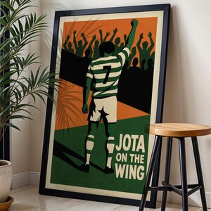 Poster "Jota on the Wing" / Poster minimalista da parete del Celtic FC / Regalo per papà, fratello, figlio, zio, madre e figlia