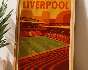 Liverpool FC Anfield Poster | Minimalist Wall Art | Retro LFC print | Vintage Decor Gift |Gift for Dad Brother Son Uncle Mother Daughter