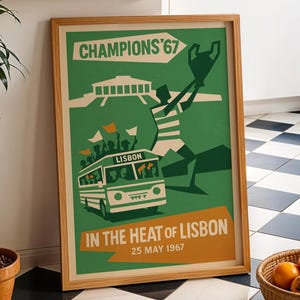 Poster dei Lisbon Lions / Regalo celtico per la festa del papà per papà, fratello, figlio, marito / Poster minimalista da parete del Celtic FC