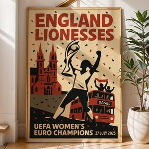 England Lionesses Euro 2025 Winners Poster Print Wall Art | European Champions Gift for Daughter Wife Girlfriend Mother Sister