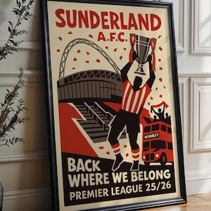 Poster promozionale della Premier League AFC del Sunderland / Regalo del Sunderland per papà, fratello, marito e figlio / Poster da parete SAFC / The Black Cats