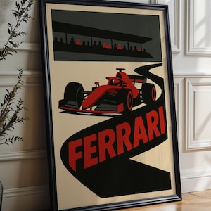 Poster Ferrari F1 F1 per la festa del papà / Regalo per papà, marito e figlio / Stampa artistica da parete retrò di Formula 1 / Scuderia Ferrari Racing / Sport motoristici classici