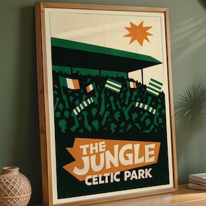 Poster del Jungle Celtic Park / Regalo celtico per la festa del papà per papà, marito e figlio / Poster minimalista da parete del Celtic FC / Celtic retrò