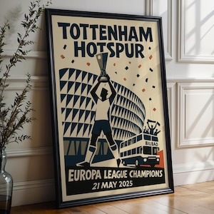 Tottenham Hotspur Europa League Meister 24/25 Poster | Geschenk für Papa Bruder Mann Sohn | Sporen Print Poster Wandkunst | Baguol