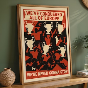 Poster del Liverpool FC / Regalo per la festa del papà per papà, marito e figlio / Stampa dei campioni europei / Poster minimalista da parete / Champions League