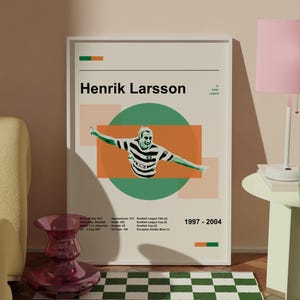 Henrik Larsson / Celtic FC Legend Poster minimalista da parete / Celtic FC Regalo per papà, fratello, figlio e zio / Svezia