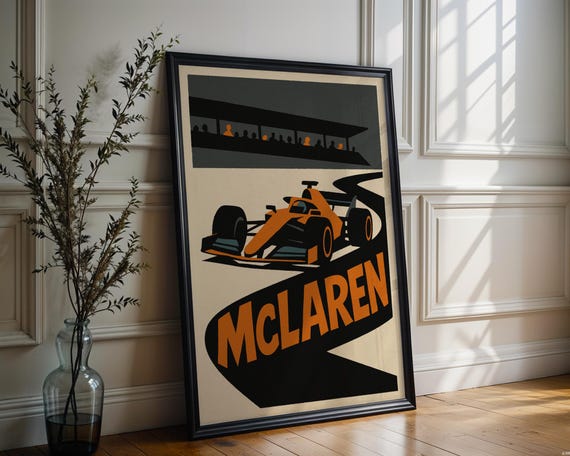 McLaren F1 Poster | Retro Formula 1 Wall Art | F1 prints | McLaren Racing | Classic Motorsport | Gift for Dad Husband Son | Lando Norris