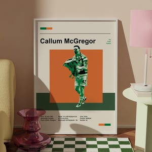 Callum McGregor | Celtic FC Captain Minimalist Print Poster Wall Art | Celtic FC Gift for Dad Brother Son Uncle Mother Daughter