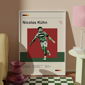 Nicolas Kuhn / Celtic FC Poster minimalista tedesco da parete / Celtic FC Regalo per papà Fratello Figlio Zio Madre Figlia