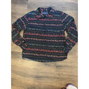 Karen Scott Vintage Holiday-skjorta Dam Stor Svart 100 % Bomullsstrumpor