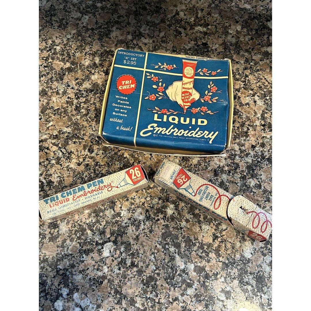 Vintage Tri Chem Liquid Embroidery Paint Ball Point Set Original Box ...
