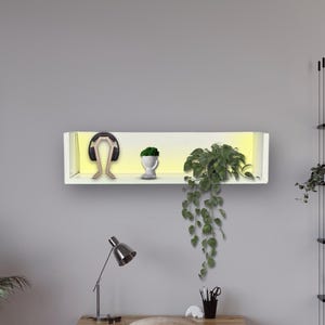 LED floating wall shelf ,handmade wooden shelf with light strip, modern wall decor for living room, bedroom or entryway